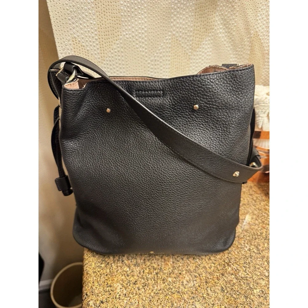 Kate Spade Black Marti Small Bucket Bag Pebbled Leather Shoulder‎ Crossbody Bag
